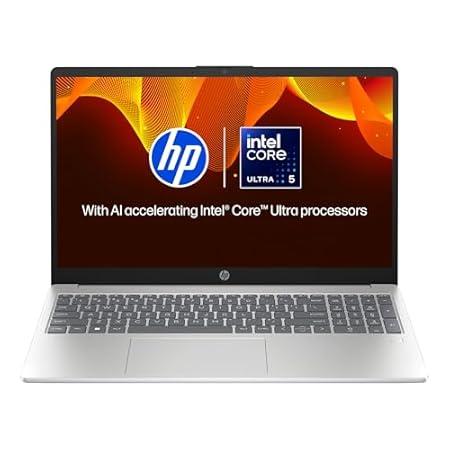 HP 15 AI Laptop, Intel Core Ultra 5 125H, 12 Tops, 16GB DDR5, 512GB SSD (Win11, Office 21, Silver, 1.65kg) IPS, 15.6-inch(39.6cm), 300 nits, FHD, Intel Arc Graphics, Backlit KB, FHD Camera, fd1099TU